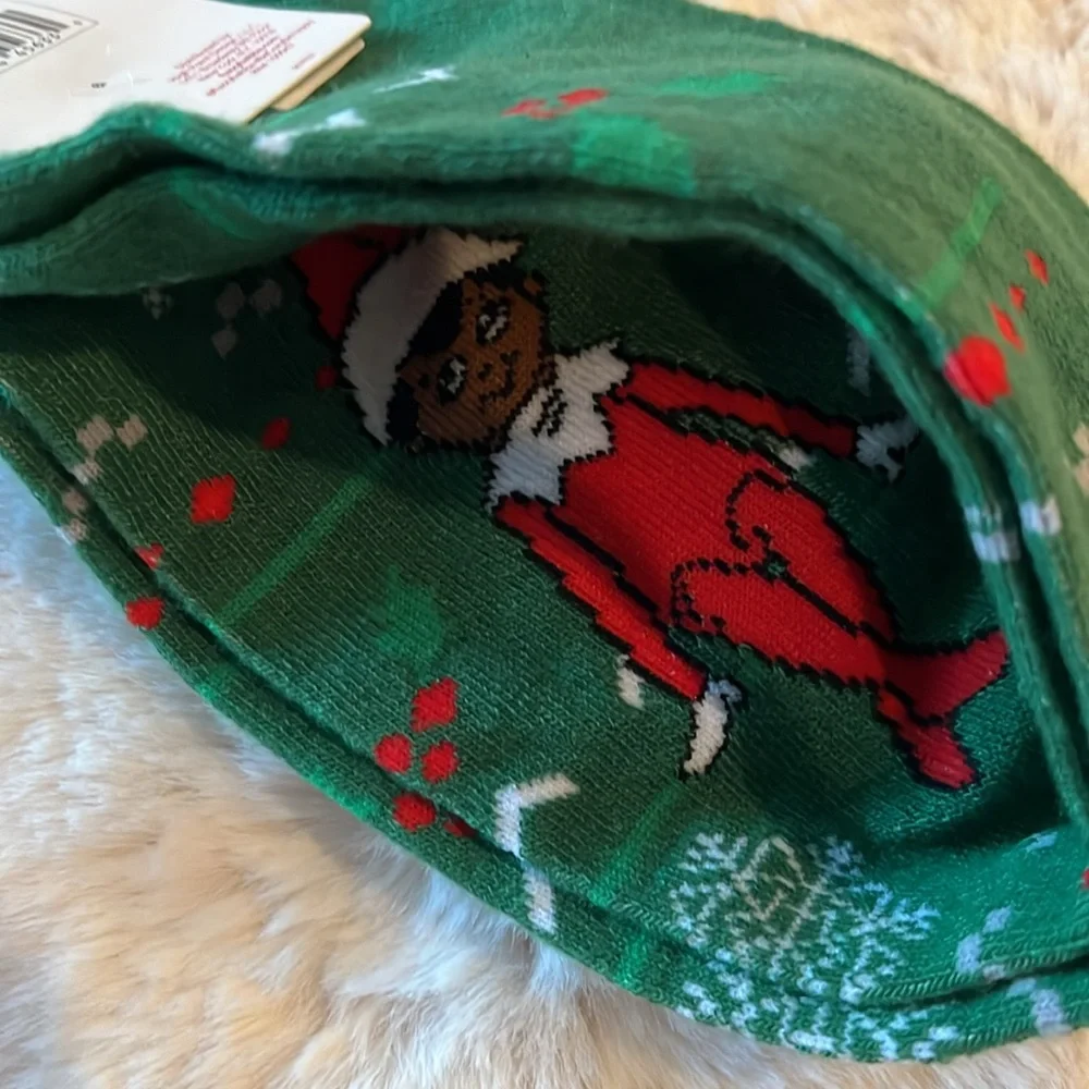 African American The Elf On The Shelf Green Christmas Holiday Crew Socks